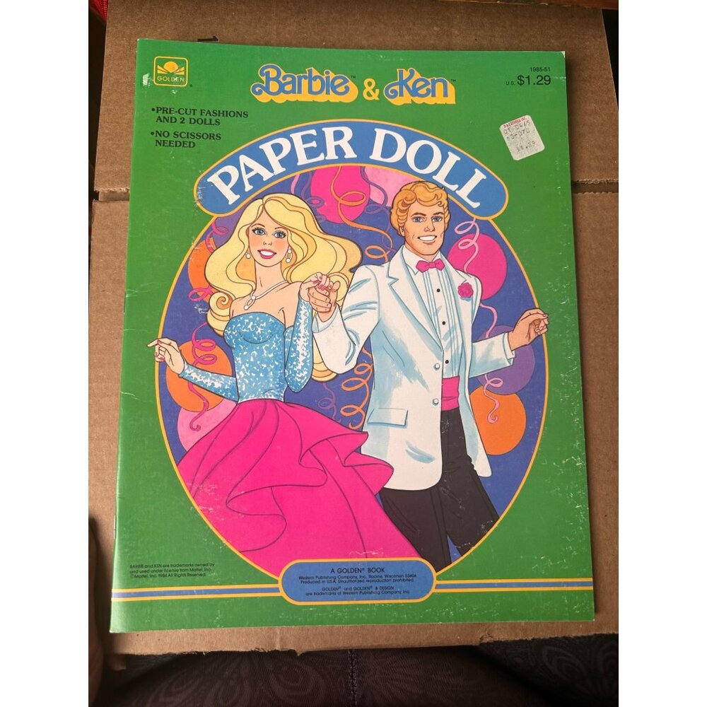 Barbie &‎ Ken Paper Doll Book 1984 Golden Pre-Cut Fashions No Scissors Needed